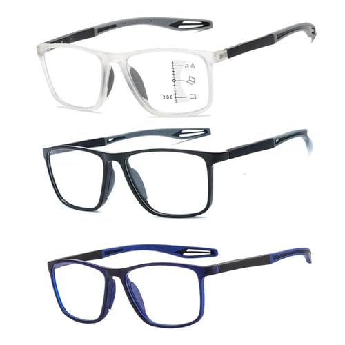 Anti Blaulicht Gleitsichtbrille Lesebrille Geeignet für Herren/Damen，Anti Schwindlig Bequeme Ultraleicht Computer-Lesebrille, 1.0x,1.5x,2.0x,2.5x,3.0x,3.5x,4.0x,1-Paar ( Farbe : Grau , Größe : 1.0x ) von POCHY