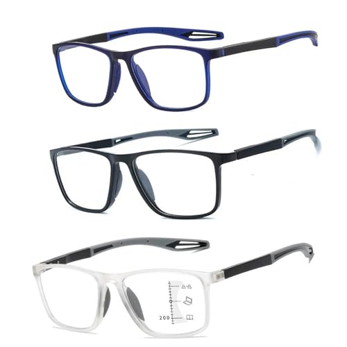 Anti Blaulicht Gleitsichtbrille Lesebrille Geeignet für Herren/Damen，Anti Schwindlig Sportliches Bequeme Computer-Lesebrille, 1.0x,1.5x,2.0x,2.5x,3.0x,3.5x,4.0x,1-Paar ( Farbe : Grau , Größe : 4.0x ) von POCHY