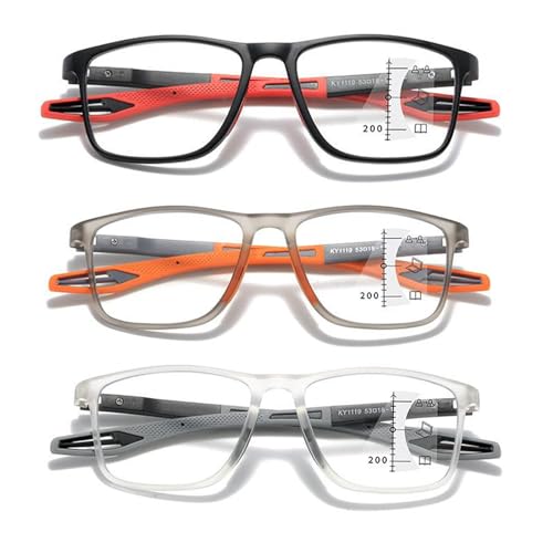 Anti Blaulicht Gleitsichtbrille Lesebrille Geeignet für Herren/Damen，Anti Schwindlig flexible Ultraleicht Computer-Lesebrille, 1.0x,1.5x,2.0x,2.5x,3.0x,3.5x,4.0x,1-Paar ( Farbe : Grau , Größe : 1.0x ) von POCHY