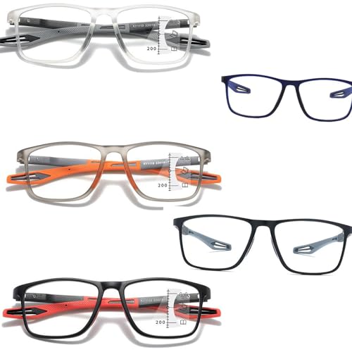 POCHY Anti Blaulicht Gleitsichtbrille Lesebrille Geeignet für Herren/Damen，Anti Schwindlig Bequeme Leichte Computer-Lesebrille, 1.0x,1.5x,2.0x,2.5x,3.0x,3.5x,4.0x,1-Paar (Farbe : Grau, Größe : 2.0x) von POCHY