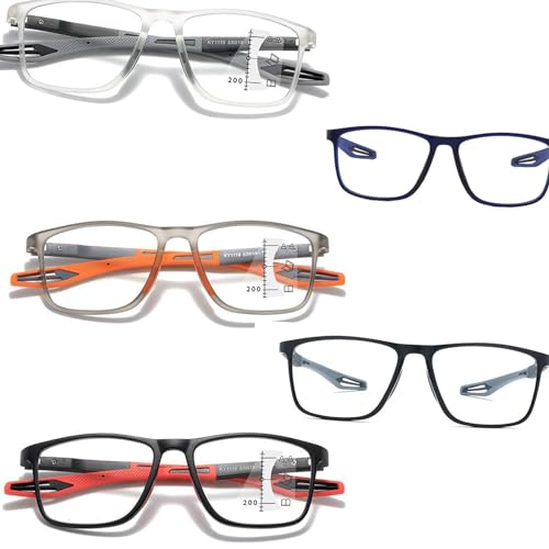 POCHY Anti Blaulicht Gleitsichtbrille Lesebrille Geeignet für Herren/Damen，Anti Schwindlig Bequeme flexible Computer-Lesebrille, 1.0x,1.5x,2.0x,2.5x,3.0x,3.5x,4.0x,1-Paar (Farbe : Grau, Größe : 1.5x) von POCHY