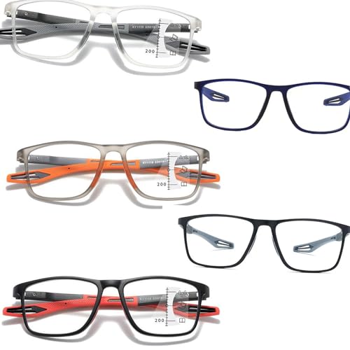 POCHY Anti Blaulicht Gleitsichtbrille Lesebrille Geeignet für Herren/Damen，Anti Schwindlig flexible Leichte Computer-Lesebrille, 1.0x,1.5x,2.0x,2.5x,3.0x,3.5x,4.0x,1-Paar (Farbe : Grau, Größe : 1.5x) von POCHY