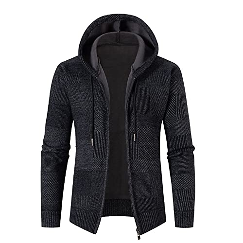 Herren Strickjacken Zip Jacke Hoody mit Kapuzen Sweatshirts Kapuzenpulli in Feinstrick Bequemes Wintermantel Longsleeve Pullover Jumper für Männer Tops, T-Shirts Lässiger Langer Umhang von PODOLIXIA