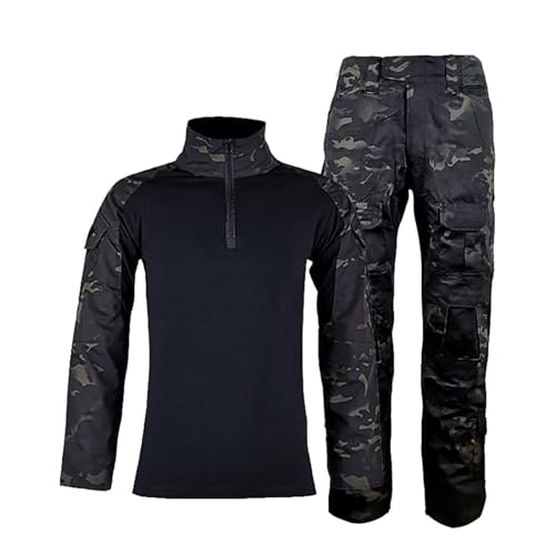 PODOLIXIA Airsoft Shirts Multicam Hosen 2-Teiler Herren Outfits Überleben Taktische Ausrüstung für Männer Camo BDU Uniform Ripstop Taktische Anzug Polizei Riot Gear von PODOLIXIA