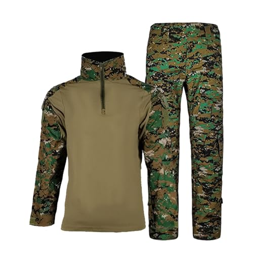 Airsoft Shirts Multicam Hosen 2-Teiler Herren Outfits Überleben Taktische Ausrüstung für Männer Camo BDU Uniform Ripstop Taktische Anzug Polizei Riot Gear von PODOLIXIA