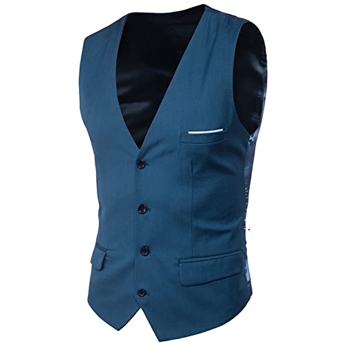 PODOLIXIA Anzugweste Herren V-Ausschnitt Businessweste Sleeveless Slim Fit Elegant Formale Hochzeit Party Karneval Weste mit Knöpfe Männer Hochzeitsweste für Tagungen, Abendessen von PODOLIXIA