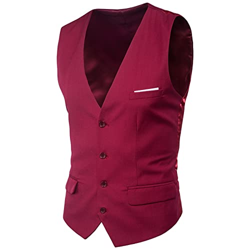 PODOLIXIA Anzugweste Herren V-Ausschnitt Businessweste Sleeveless Slim Fit Elegant Formale Hochzeit Party Karneval Weste mit Knöpfe Männer Hochzeitsweste für Tagungen, Abendessen von PODOLIXIA