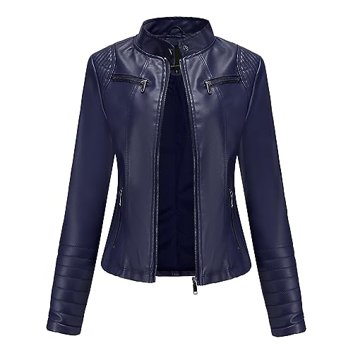 PODOLIXIA Damen Lederjacke, Jacke aus Kunstleder, Kurz und Enganliegend, Glattes und Weiches Leder von PODOLIXIA