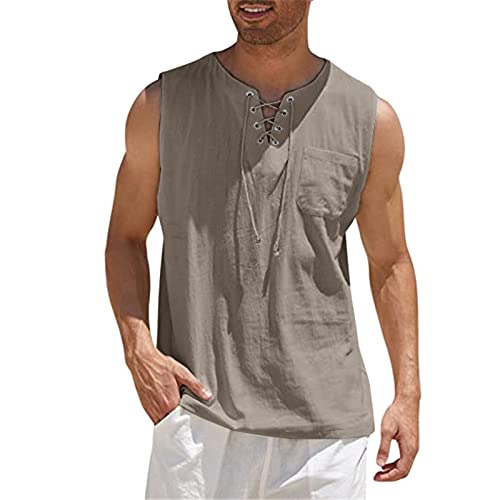 PODOLIXIA Herren aus Leinen Tank Tops Casual Sports Tank-Top Muskelshirts Fahrrad Tshirts Ärmellos Tankshirts Schnelltrocknende Stringer Sportbekleidung Jungen Unterhemden… von PODOLIXIA