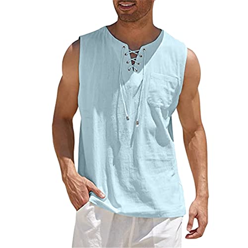 PODOLIXIA Herren aus Leinen Tank Tops Casual Sports Tank-Top Muskelshirts Fahrrad Tshirts Ärmellos Tankshirts Schnelltrocknende Stringer Sportbekleidung Jungen Unterhemden… von PODOLIXIA