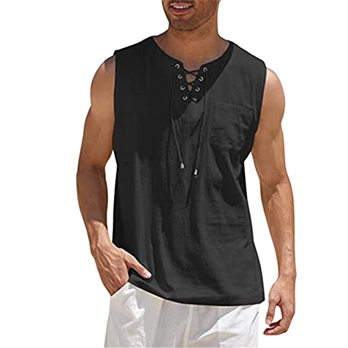 PODOLIXIA Herren aus Leinen Tank Tops Casual Sports Tank-Top Muskelshirts Fahrrad Tshirts Ärmellos Tankshirts Schnelltrocknende Stringer Sportbekleidung Jungen Unterhemden… von PODOLIXIA