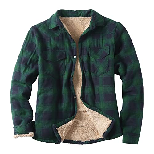 PODOLIXIA Winterjacke Herren Kariert Jacke Flanelljacke Warme Freizeithemden Holzfäller Jacke Innenfleece Übergangsjacke Tartan Hemdjacken mit Brusttasche Casual Dicke Karohemd Arbeitshemd von PODOLIXIA