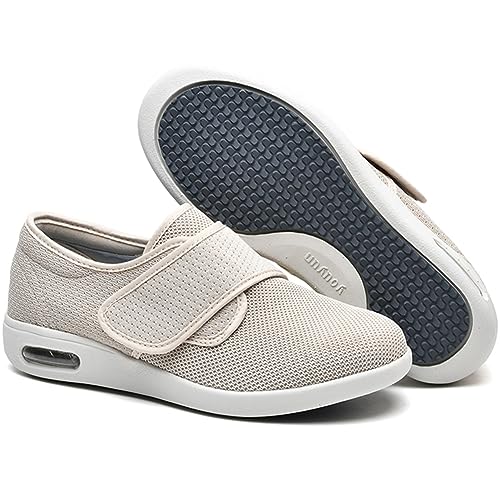 Hallux Valgus Schuhe Damen Orthopädische Schuhe Damen Air Cushion Slip On Walking Shoes Orthopedic Diabetic Freizeit Laufschuhe Atmungsaktiv Mesh Sandals Turnschuhe (Color : Beige, Size : 37 EU) von POFH