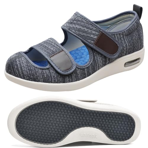 POFH Herren Diabetiker ödeme Schuhe Herren Diabetiker Wanderschuhe Ödem-Schuhe für Geschwollene Füße Fußgewölbe Unterstützung Orthopädische Sneaker (Color : Darkgrey, Size : 43 EU) von POFH