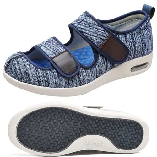 POFH Herren Diabetiker ödeme Schuhe Herren Diabetiker Wanderschuhe Ödem-Schuhe für Geschwollene Füße Fußgewölbe Unterstützung Orthopädische Sneaker (Color : LightBlue, Size : 45 EU) von POFH