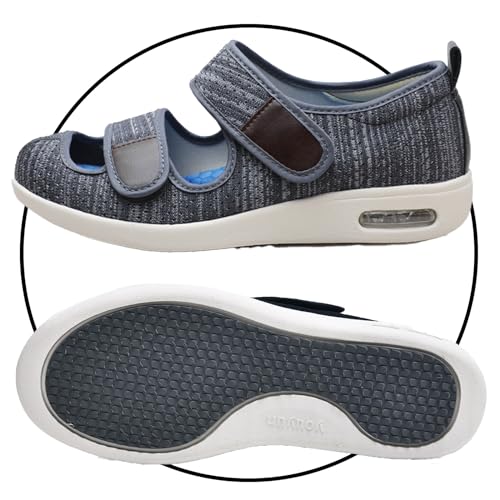 POFH Slip On Sneakers Herren Walkingschuhe Extra Weit Business Walkingschuhe Sportschuhe Leichte Laufschuhe Atmungsaktive Sandalen für Geschwollen Füße (Color : DarkGrey, Size : 38 EU) von POFH