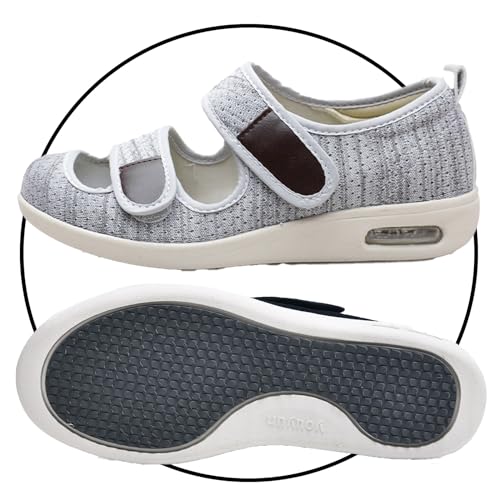 POFH Slip On Sneakers Herren Walkingschuhe Extra Weit Business Walkingschuhe Sportschuhe Leichte Laufschuhe Atmungsaktive Sandalen für Geschwollen Füße (Color : LightGrey, Size : 39 EU) von POFH