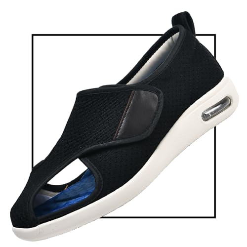 POFH Verbandschuhe Herren Extra Weit Sandalen für Geschwollen Füße Slip On Sneakers Herren Walkingschuhe Extra Weit Business Walkingschuhe Sportschuhe (Color : Black, Size : 37 EU) von POFH