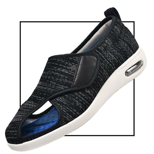 POFH Verbandschuhe Herren Extra Weit Sandalen für Geschwollen Füße Slip On Sneakers Herren Walkingschuhe Extra Weit Business Walkingschuhe Sportschuhe (Color : BlackGrey, Size : 37 EU) von POFH