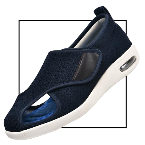 POFH Verbandschuhe Herren Extra Weit Sandalen für Geschwollen Füße Slip On Sneakers Herren Walkingschuhe Extra Weit Business Walkingschuhe Sportschuhe (Color : Blue, Size : 49 EU) von POFH