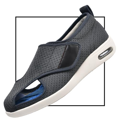 POFH Verbandschuhe Herren Extra Weit Sandalen für Geschwollen Füße Slip On Sneakers Herren Walkingschuhe Extra Weit Business Walkingschuhe Sportschuhe (Color : Gray, Size : 37 EU) von POFH