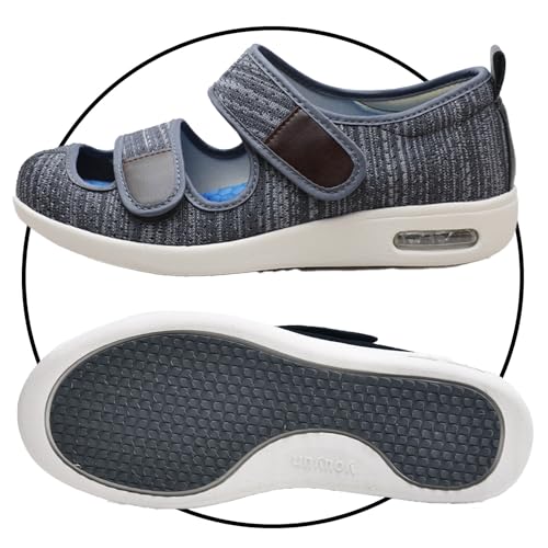 POFH Slip On Sneakers Herren Walkingschuhe Extra Weit Business Walkingschuhe Sportschuhe Leichte Laufschuhe Atmungsaktive Sandalen für Geschwollen Füße (Color : DarkGrey, Size : 39 EU) von POFH