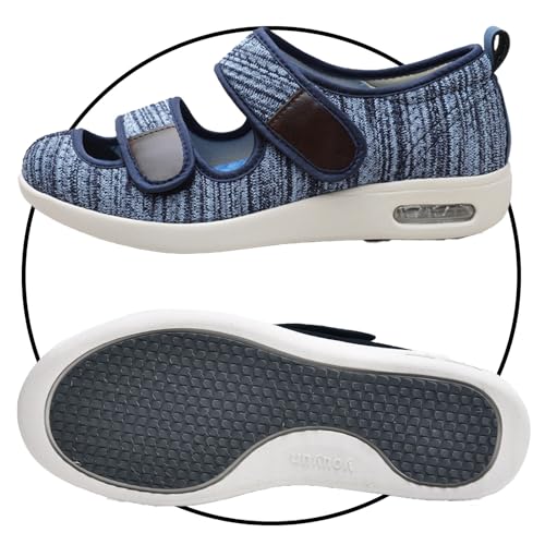 POFH Slip On Sneakers Herren Walkingschuhe Extra Weit Business Walkingschuhe Sportschuhe Leichte Laufschuhe Atmungsaktive Sandalen für Geschwollen Füße (Color : LightBlue, Size : 43 EU) von POFH