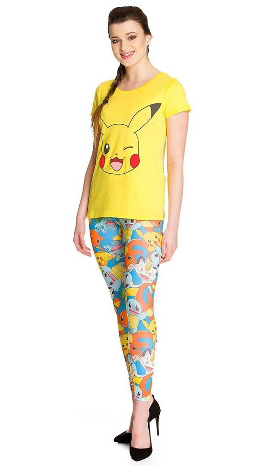 POKÉMON Leggings Pokemon Leggings Damen mit Pikachu Schiggy Glumanda Bisasam Mauzi Gr. XS S M L XL von POKÉMON