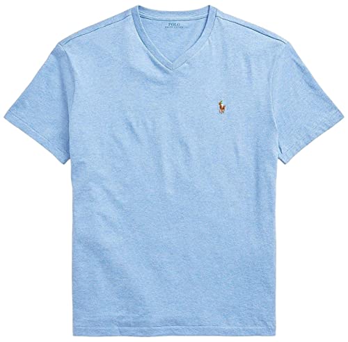 POLO RALPH LAUREN Herren Custom Slim Fit Mehrfarbig Pony V-Ausschnitt T-Shirt, Jamica Blue, XX-Large von POLO RALPH LAUREN