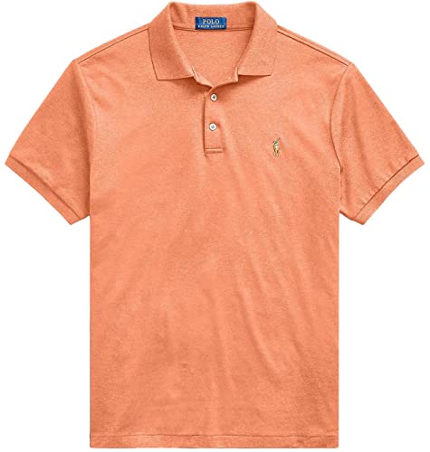 POLO RALPH LAUREN Herren-Poloshirt mit kurzen Ärmeln, Orange Heather mit dem charakteristischen mehrfarbigen Pony, XX-Large von POLO RALPH LAUREN