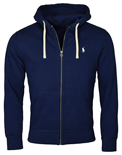 POLO RALPH LAUREN Klassischer Herren-Kapuzenpullover aus Fleece mit durchgehendem Reißverschluss, Neu, marineblau, Large von POLO RALPH LAUREN