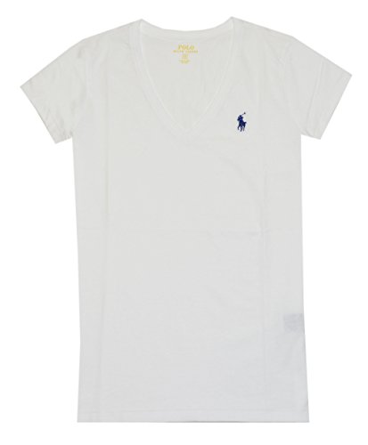 Polo Ralph Lauren Damen T-Shirt, V-Ausschnitt, Jersey - Weiß - X-Groß von POLO RALPH LAUREN