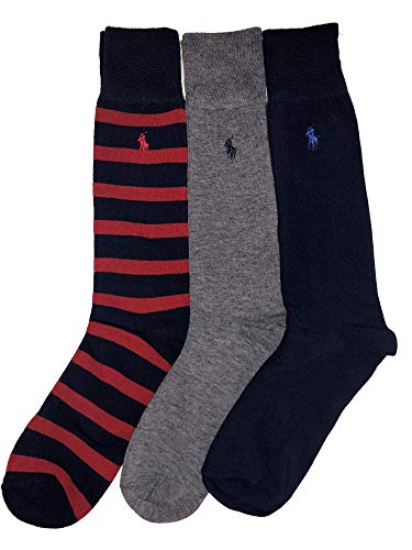 Polo Ralph Lauren Superweiche Herrensocken, 3er-Pack, Rugby gestreift/einfarbig, 10-13 von POLO RALPH LAUREN