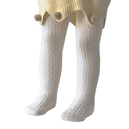 PONCEAU Baby Strumpfhosen für Mädchen Weiche Baumwolle Leggings Kleinkind Solide Strick Socken Warme Strümpfe Neugeborenen Hosen Weiß 1-2 Jahre von PONCEAU