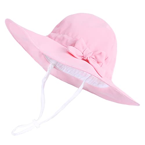 PONCEAU UPF 50+ Sonnenschutz breite Krempe Baby Mädchen Sonnenhut niedlich Sommer Strand Baby Sonnenhut Baby Mädchen Hüte Rosa 6-12 Monate von PONCEAU