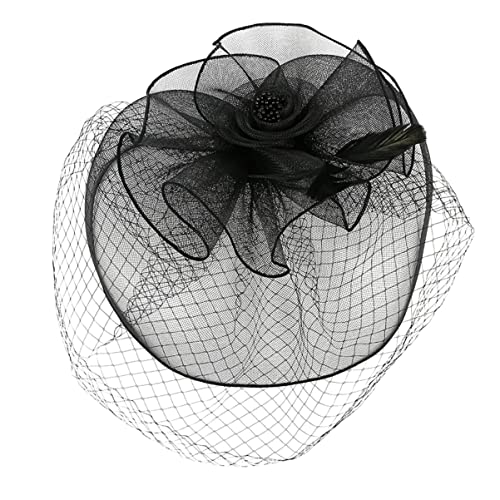 POPETPOP 1 Stk Mesh-feder-kopfschmuck Derby-teeparty Feder Fascinator Derby-mütze Damen Haarspange in Blumenform Kopfbedeckung Aus Partygaze Gittergewebe Braut Blütenform Hochzeitsblumen von POPETPOP