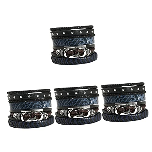 POPETPOP 16 Stk Armband Armreifen Für Damen Armbänder Für Frauen Haargummis Lederarmbänder Damen Armbänder Trendige Armbänder Männer Und Frauen Manschette Kunstleder Vierteiliges Set von POPETPOP