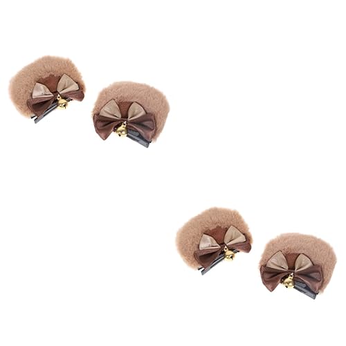 POPETPOP 2 Paar Bär Ohr Haarspange Kawaii Accessoires Für Outfits Haarspangen Mädchen Stirnbänder Haar Klammern Kawaii-haar Haarschmuck Für Frauen Handgemacht Lolita Fräulein Flanell von POPETPOP