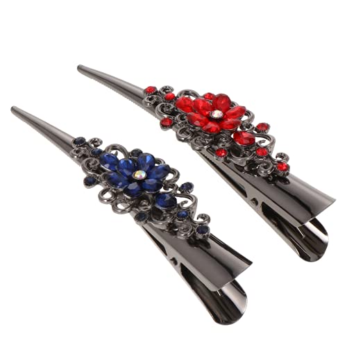 POPETPOP 2st Hornclip Aus Strass Haarspangen Für Damen Zähne Haare Entenschnabelclips Haarschmuck Dekorativ Haarspangen Für Feines Haar Krokodilklemmen Lockenwickler Legierung Mode Braut von POPETPOP