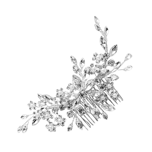 POPETPOP Kristall Eingelegter Haarkamm Haarkämme Für Frauen Hochzeitshaarschmuck Für Bräute Blumenkämme Aus Strass Hochzeit Haarkämme Perlenhaarspangen Zubehör Braut Legierung Strasssteine von POPETPOP