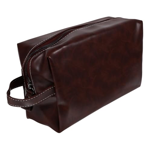 POPETPOP Vintage Kulturbeutel kosmetikbeutel groß Kosmetiktasche Gross tragbare Make-up-Tasche Vintage-Dekor Makeup Tasche dekorative Kulturtasche Kulturbeutel aus Leder für Herren Pu Mann von POPETPOP