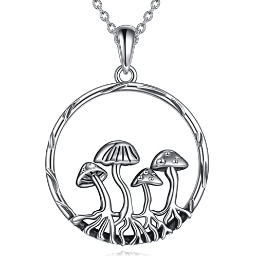 POPLYKE Magical Mushroom Anhänger Halskette Sterling Silber Schmuck Geschenke für Frauen Geschenke von POPLYKE