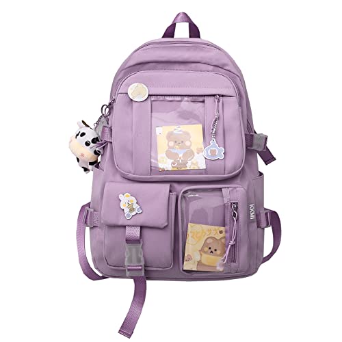 PORRASSO Mädchen Schulrucksack Süßer Schultasche Schüler Rucksäcke Teenager Nylon Daypack Damen Schulranzen für Schule Reise Violett von PORRASSO