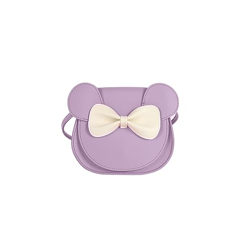 PORRASSO Umhängetasche mit Bogen Kleine Mädchen Schultertasche Süße Handtasche Messenger-Tasche PU Leder Crossbody Bag Lila von PORRASSO