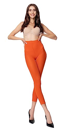 POSE 80 DEN Mikrofaser Damen Capri Leggings | 3/4 Leggins aus Microfaser | reißfest, undurchsichtige, einfarbige, Bunte Leggings | 17 saftigen Farben | M/L, orange von POSE