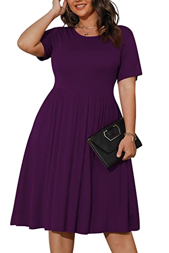 POSESHE Damen-Kleider in Übergröße, für Date, Arbeit, Freizeit, 2023, modische Sommerkleider, dehnbares Sommerkleid mit Taschen, Lila, 4XL POSESHE Damen-Kleider in Übergröße, für Date, Arbeit, Freizeit, 2023, modische Sommerkleider, dehnbares Sommerkleid mit Taschen, Lila, 4XL von POSESHE