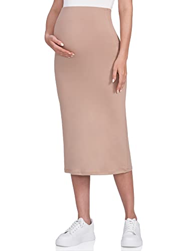 POSHDIVAH Damen Umstandsrock, khaki, Groß von POSHDIVAH