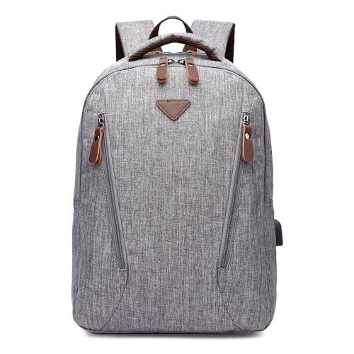 POSSOBAG Elegante Herren Lässig Rucksack Mode Tagesrucksack Mehrere Taschen Schulrucksack 15 Zoll Laptoptasche für Männer Reisen Casual Business Camping College Wasserdicht Daypacks Grau von POSSOBAG