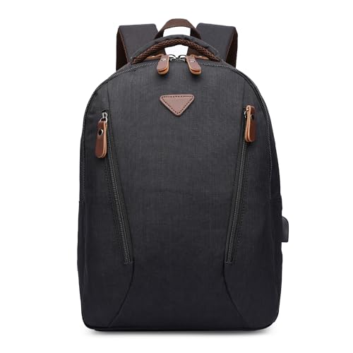 POSSOBAG Elegante Herren Lässig Rucksack Mode Tagesrucksack Mehrere Taschen Schulrucksack 15 Zoll Laptoptasche für Männer Reisen Casual Business Camping College Wasserdicht Daypacks Schwarz von POSSOBAG