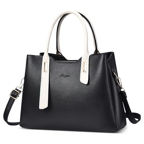 POSSOBAG Klassisch Damen Handtaschen Elegante PU Leder Kuriertaschen Große Kapazität Umhängetasche mit Top Griff für Frauen Reisen Casual Urlaub Shopper Business Täglich Tasche Tote Schwarz von POSSOBAG